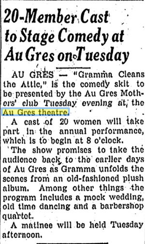 Au Gres Theatre - March 1951 Mention